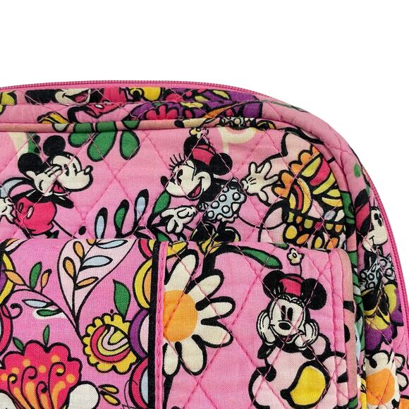 Disney Vera Bradley Mousing Around Mickey Minnie Flap Backpack Pink Floral - Picture 3 of 15